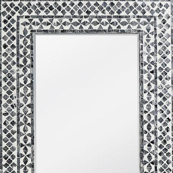 Homeroots 36" Black And White Manufactured Wood And Shell Framed Accent Mirror  40% Mdf,40% Glass,20% Capiz 485037
