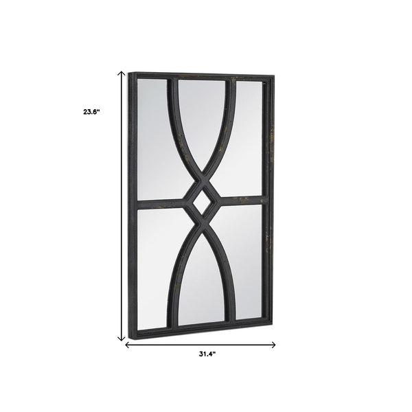 Homeroots Set Of Two Black Solid And Engineered Wood Framed Accent Mirror  Fir Wood 485039