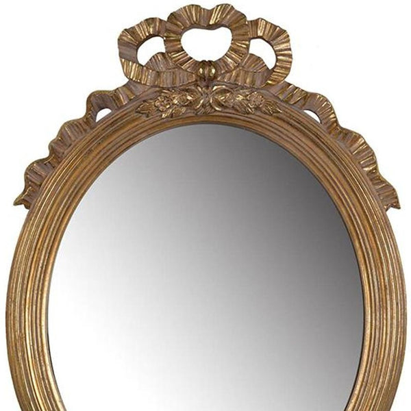 Homeroots 26" Gold Crowned Top Resin Framed Accent Mirror  Polyresin 485041