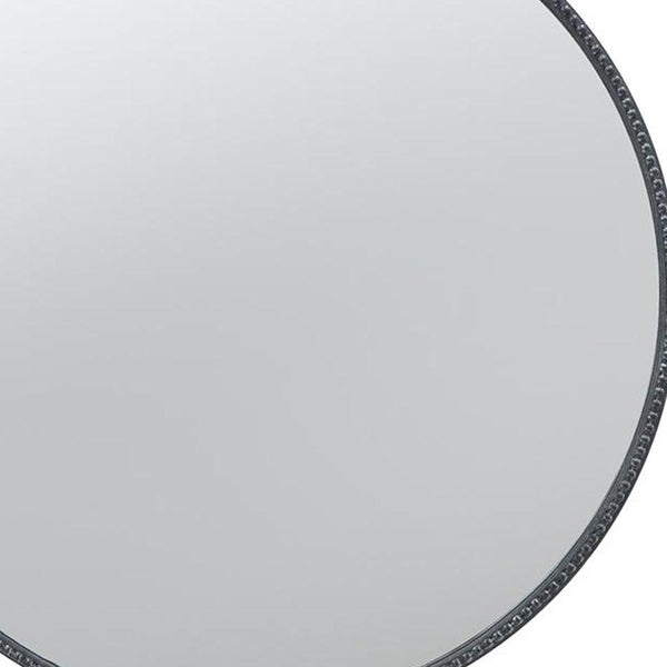 Homeroots 32" Black Crowned Top Iron Framed Round Accent Mirror  Glass 485045