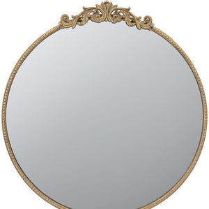 Homeroots 32" Gold Crowned Top Iron Framed Accent Mirror  Glass 485046