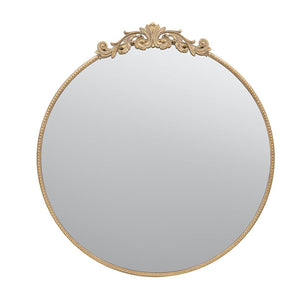 Homeroots 39" Gold Crowned Top Iron Framed Accent Mirror  Glass 485048