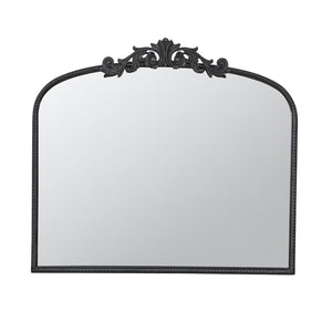 Homeroots 31" Black Arch Iron Framed Accent Mirror  50% Glass,30% Iron,20% Mdf 485049