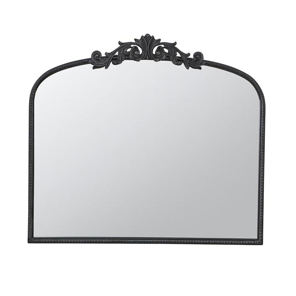 Homeroots 31" Black Arch Iron Framed Accent Mirror  50% Glass,30% Iron,20% Mdf 485049