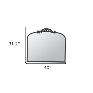 Homeroots 31" Black Arch Iron Framed Accent Mirror  50% Glass,30% Iron,20% Mdf 485049