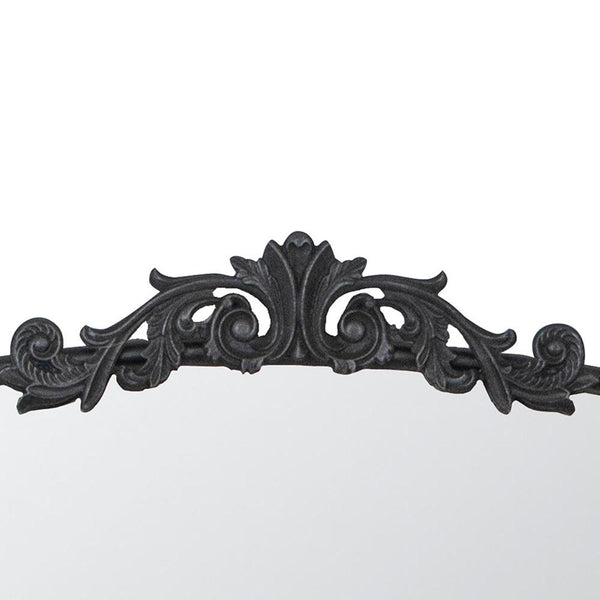 Homeroots 31" Black Arch Iron Framed Accent Mirror  50% Glass,30% Iron,20% Mdf 485049