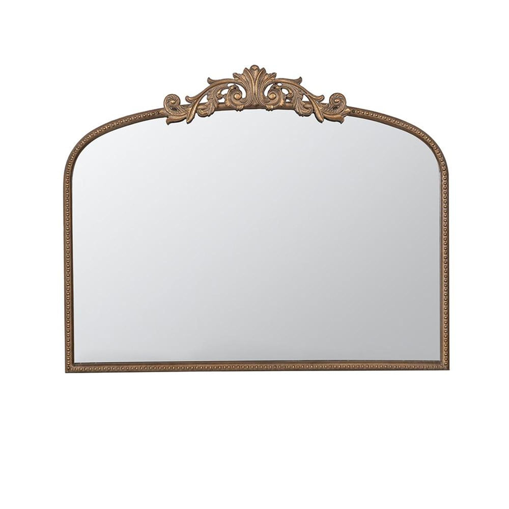 Homeroots 31" Gold Arch Iron Framed Accent Mirror  50% Glass,30% Iron,20% Mdf 485050