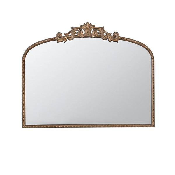 Homeroots 31" Gold Arch Iron Framed Accent Mirror  50% Glass,30% Iron,20% Mdf 485050