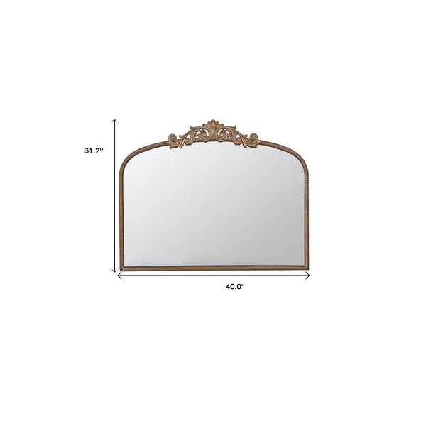 Homeroots 31" Gold Arch Iron Framed Accent Mirror  50% Glass,30% Iron,20% Mdf 485050
