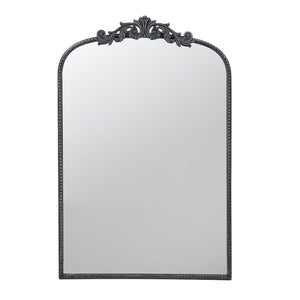 Homeroots 36" Black Arch Iron Framed Accent Mirror  50% Glass,30% Iron,20% Mdf 485051