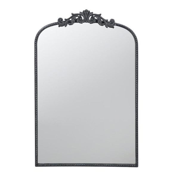 Homeroots 36" Black Arch Iron Framed Accent Mirror  50% Glass,30% Iron,20% Mdf 485051
