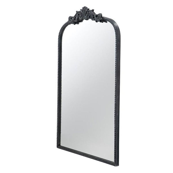 Homeroots 36" Black Arch Iron Framed Accent Mirror  50% Glass,30% Iron,20% Mdf 485051