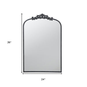 Homeroots 36" Black Arch Iron Framed Accent Mirror  50% Glass,30% Iron,20% Mdf 485051