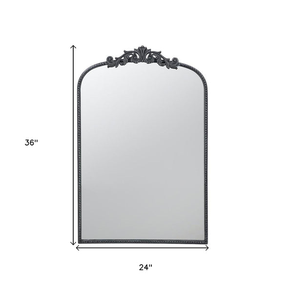 Homeroots 36" Black Arch Iron Framed Accent Mirror  50% Glass,30% Iron,20% Mdf 485051