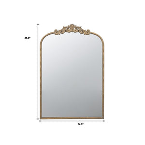 Homeroots 36" Gold Arch Iron Framed Accent Mirror  50% Glass,30% Iron,20% Mdf 485052