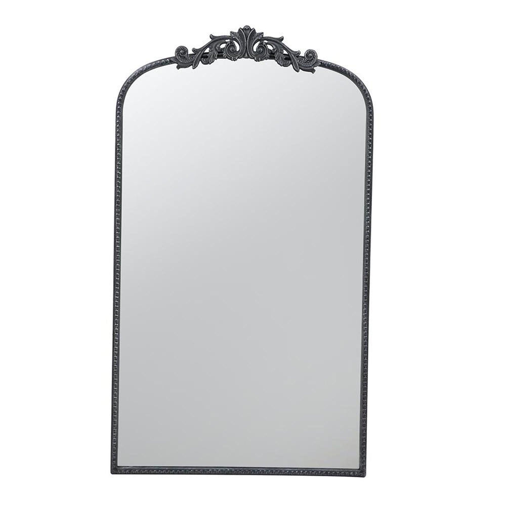 Homeroots 42" Black Arch Iron Framed Accent Mirror  50% Glass,30% Iron,20% Mdf 485053