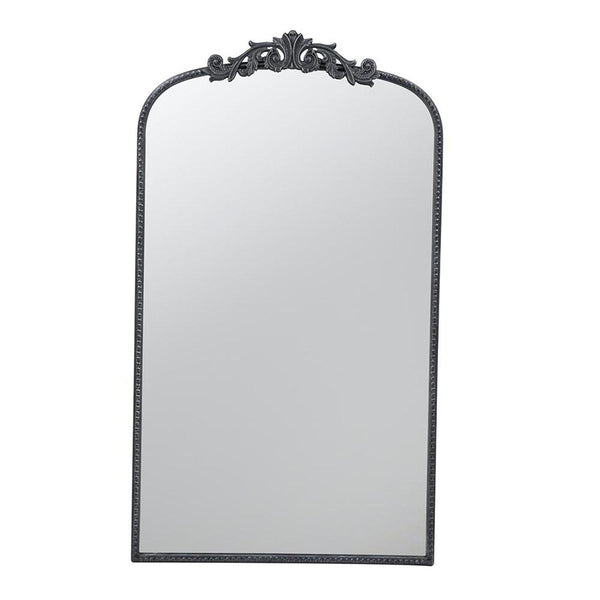 Homeroots 42" Black Arch Iron Framed Accent Mirror  50% Glass,30% Iron,20% Mdf 485053