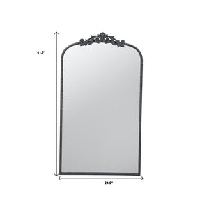 Homeroots 42" Black Arch Iron Framed Accent Mirror  50% Glass,30% Iron,20% Mdf 485053