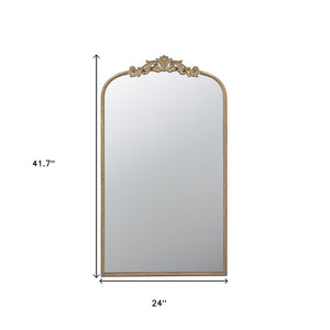Homeroots 42" Gold Arch Iron Framed Accent Mirror  50% Glass,30% Iron,20% Mdf 485054
