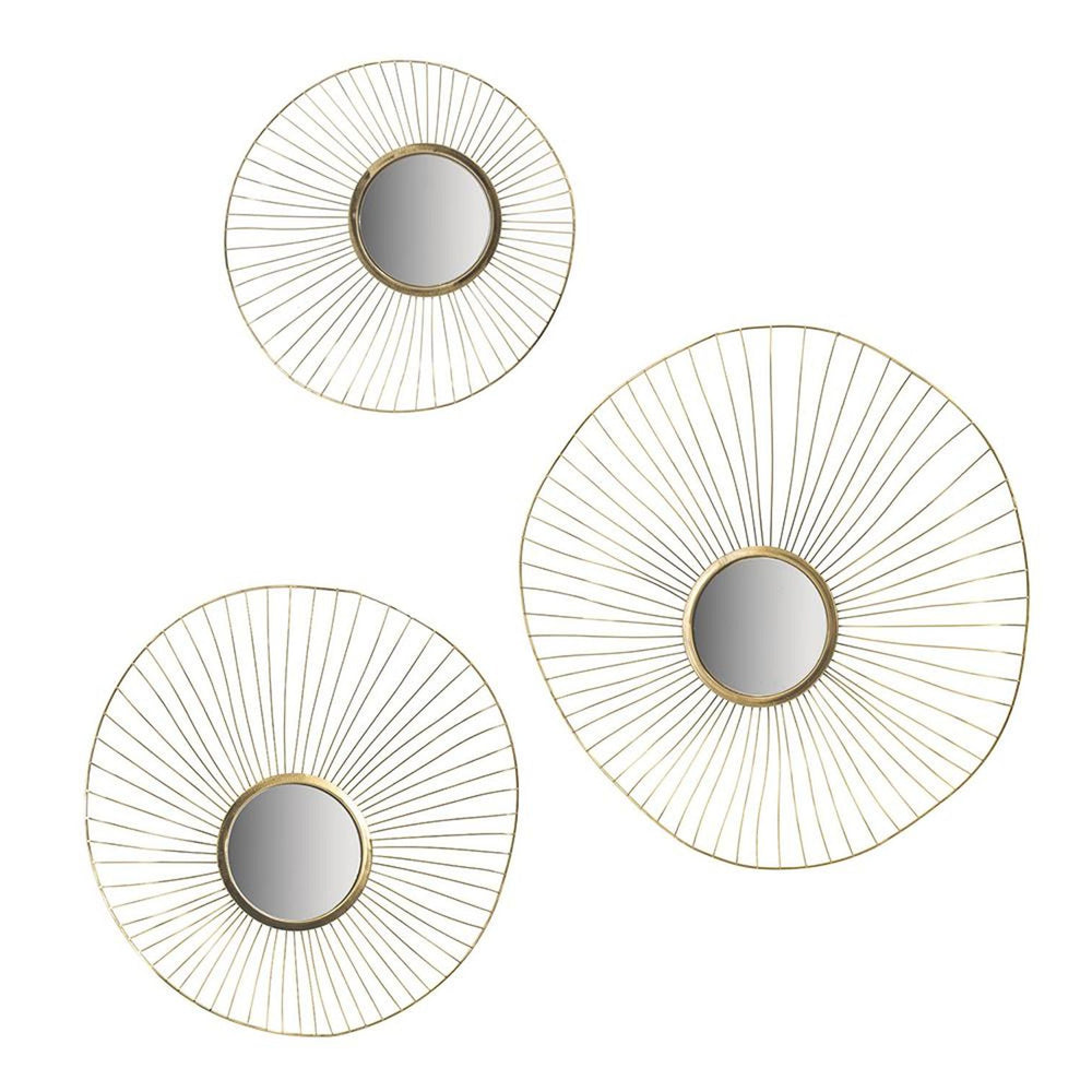 Homeroots Set Of Three Gold Sunburst Iron Framed Accent Mirror  Iron 485055