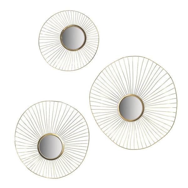 Homeroots Set Of Three Gold Sunburst Iron Framed Accent Mirror  Iron 485055