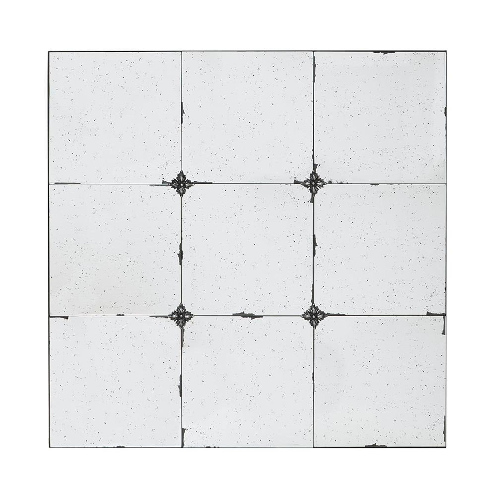 Homeroots 36" Black Square Iron Framed Antiqued Glass Accent Mirror  Iron 485056