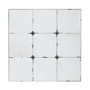 HomeRoots 36" Vintage-Inspired Black Iron Framed Square Accent Mirror with Distressed Glass & Floral Touches 485056