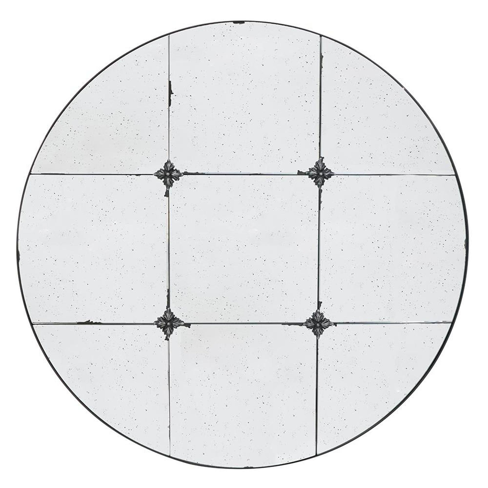 Homeroots 36" Black Round Iron Framed Accent Mirror  Iron 485057