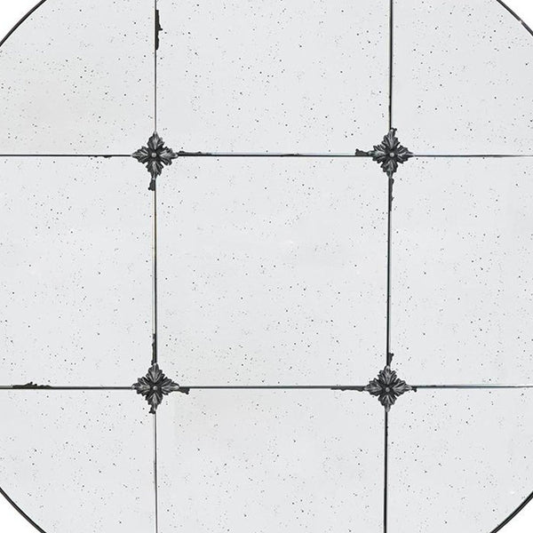 Homeroots 36" Black Round Iron Framed Accent Mirror  Iron 485057