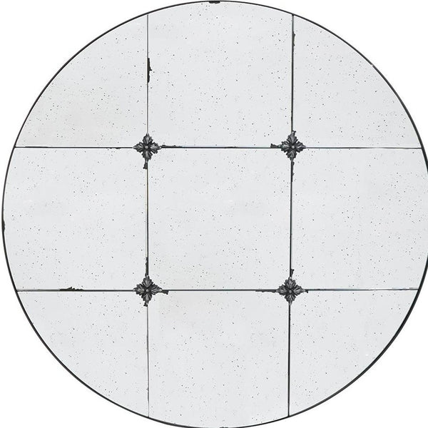 Homeroots 36" Black Round Iron Framed Accent Mirror  Iron 485057