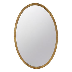 Homeroots 35" Brown Oval Solid Wood Framed Accent Mirror  Fir Wood 485059