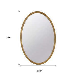 Homeroots 35" Brown Oval Solid Wood Framed Accent Mirror  Fir Wood 485059