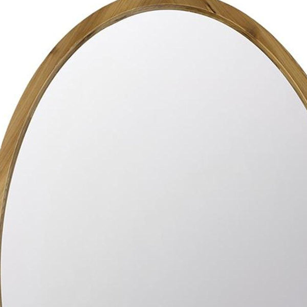Homeroots 35" Brown Oval Solid Wood Framed Accent Mirror  Fir Wood 485059