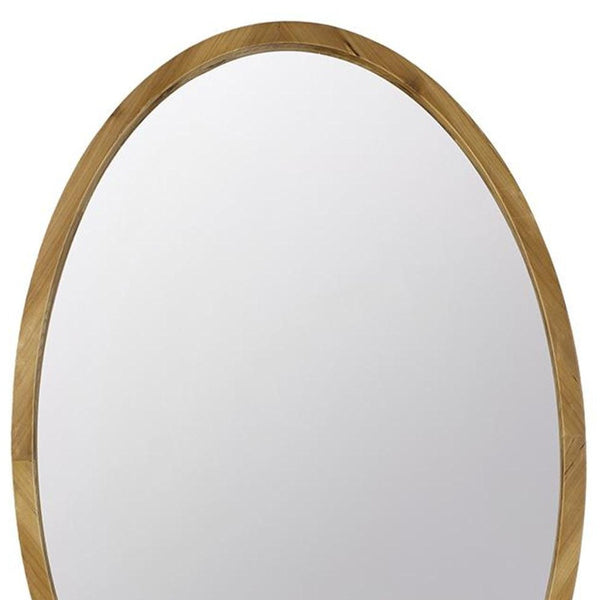 Homeroots 35" Brown Oval Solid Wood Framed Accent Mirror  Fir Wood 485059