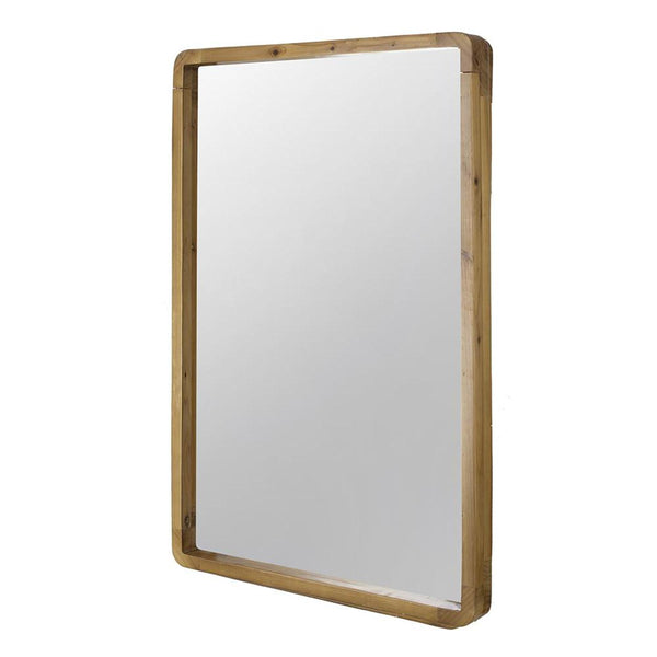 Homeroots 35" Brown Solid Wood Framed Accent Mirror  Fir Wood 485061