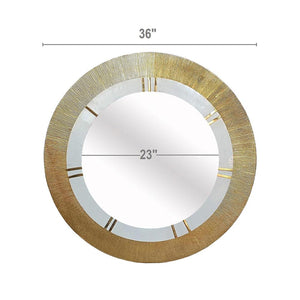 Homeroots 36" Gold And White Round Aluminum Ribbed Edge Framed Accent Mirror  Aluminum 485062