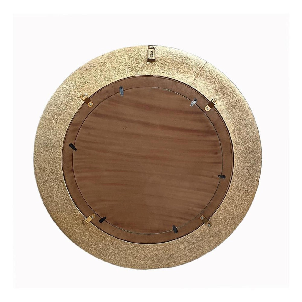 HomeRoots 36" Gold and White Round Ribbed Edge Accent Mirror - Stylish Home Decor for Modern Elegance 485062