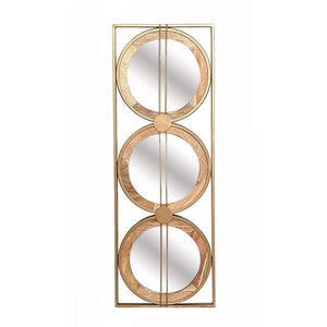 Homeroots 14" Brown And Gold Aluminum And Wood Geometric Framed Accent Mirror  Iron 485064