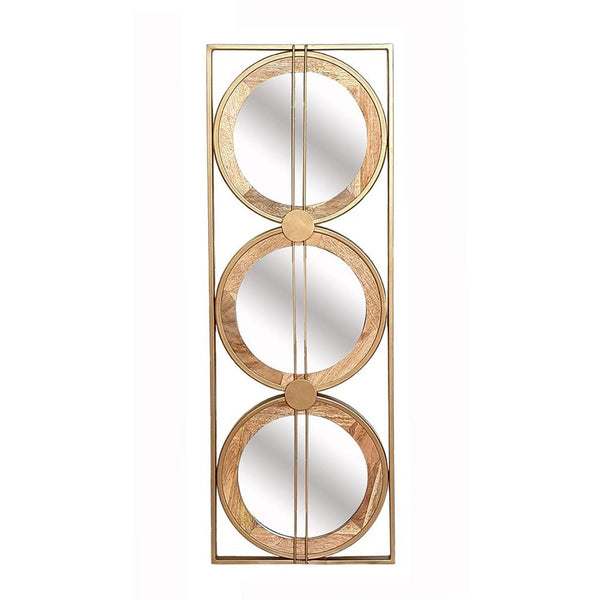 Homeroots 14" Brown And Gold Aluminum And Wood Geometric Framed Accent Mirror  Iron 485064