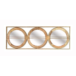 Homeroots 14" Brown And Gold Aluminum And Wood Geometric Framed Accent Mirror  Iron 485064