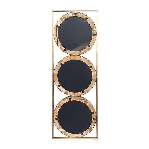 Homeroots 14" Brown And Gold Aluminum And Wood Geometric Framed Accent Mirror  Iron 485064