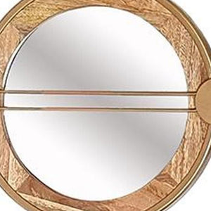 Homeroots 14" Brown And Gold Aluminum And Wood Geometric Framed Accent Mirror  Iron 485064