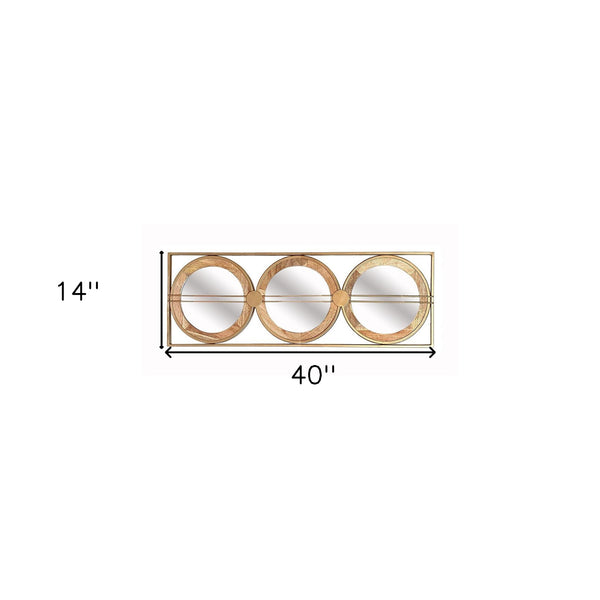 Homeroots 14" Brown And Gold Aluminum And Wood Geometric Framed Accent Mirror  Iron 485064