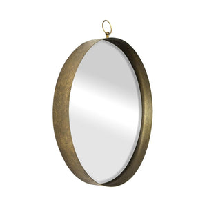Homeroots 28" Gold Round Iron Framed Accent Mirror  Iron 485065