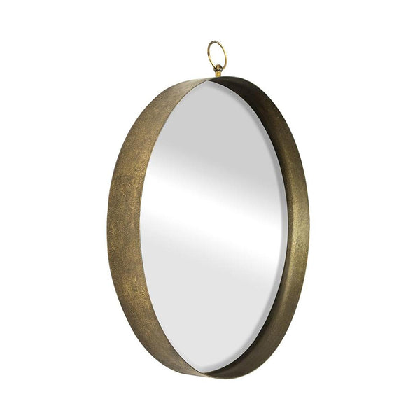 Homeroots 28" Gold Round Iron Framed Accent Mirror  Iron 485065