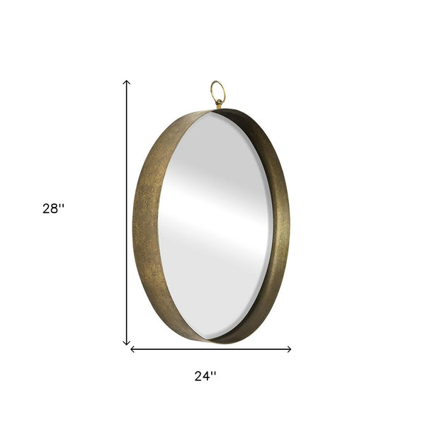 Homeroots 28" Gold Round Iron Framed Accent Mirror  Iron 485065