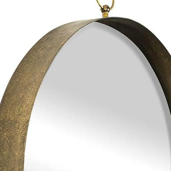 Homeroots 28" Gold Round Iron Framed Accent Mirror  Iron 485065