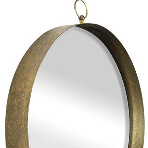 Homeroots 28" Gold Round Iron Framed Accent Mirror  Iron 485065
