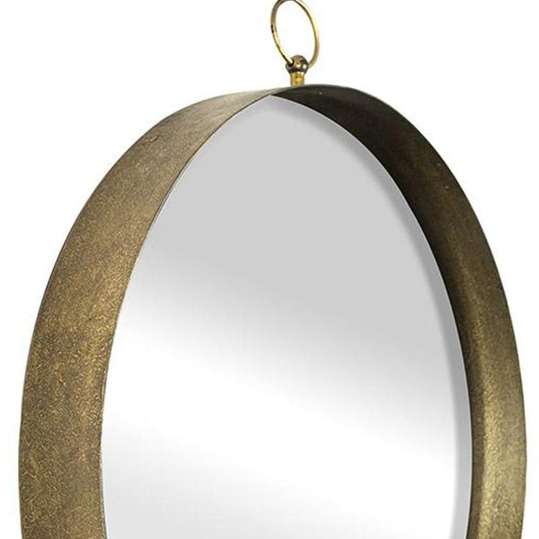 Homeroots 28" Gold Round Iron Framed Accent Mirror  Iron 485065