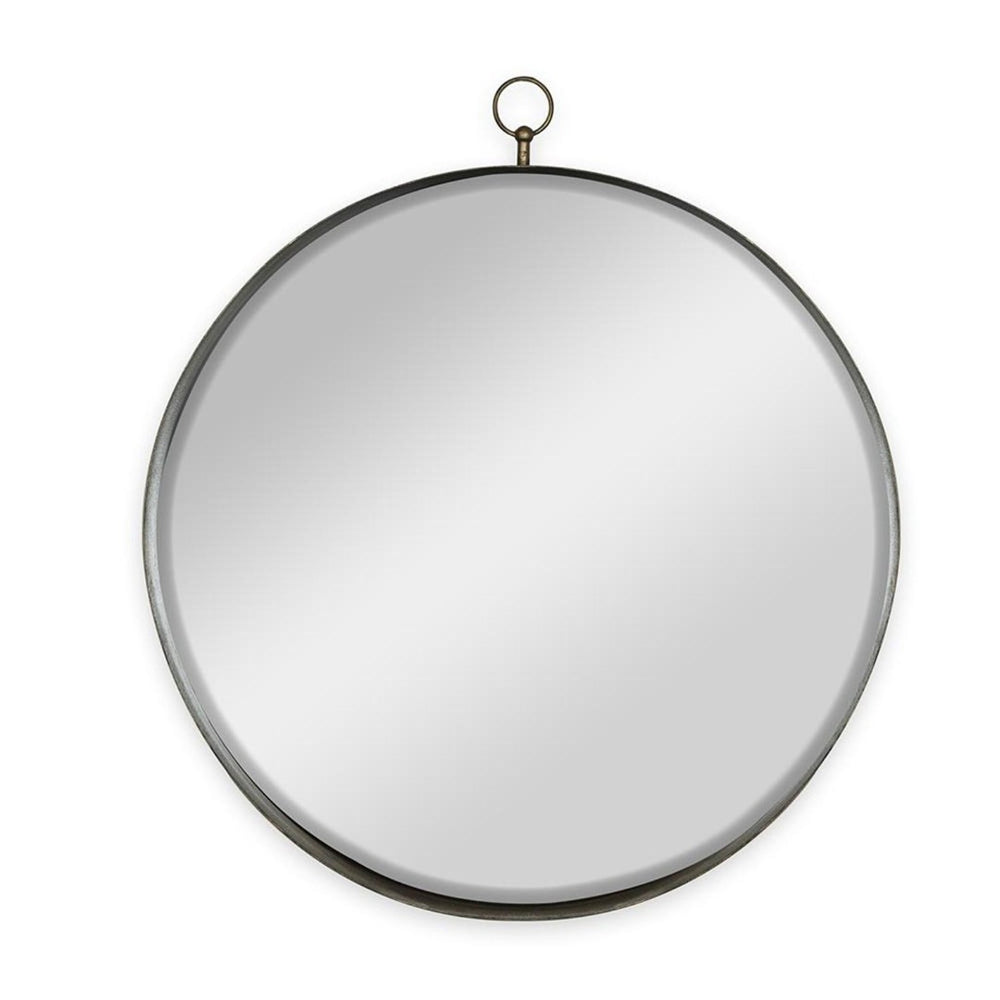HomeRoots 34" Gold Round Iron Framed Accent Mirror - Elegant Home Decor, Versatile Design for Any Space 485066